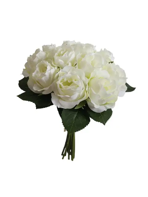 Silk 27*20*13CM Sunshine Rose Bouquet - White - Wholesale Artificial Flowers | EBJ0725012#1