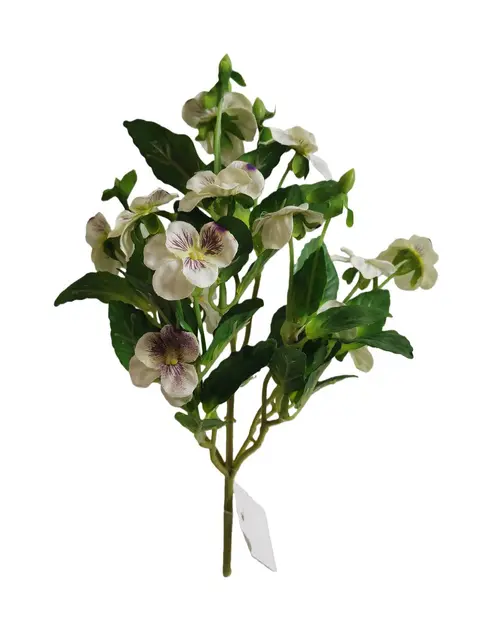 Silk 28*18*8CM Pansy - White/Purple - Wholesale Artificial Flowers | EBZ2326257#01