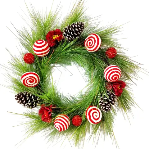 60 cm Artificial Peppermint Christmas Wreath