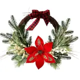50 cm Artificial Poinsettia Half Christmas Wreath thumbnail 1