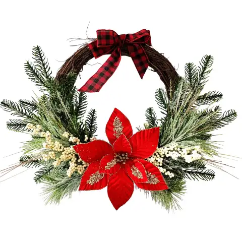 50 cm Artificial Poinsettia Half Christmas Wreath