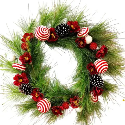 70 cm Artificial Peppermint Christmas Wreath