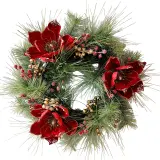 Artificial Red Poinsettia Christmas Wreath thumbnail 1