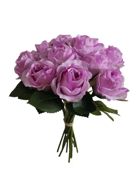 Silk 27*20*13CM Sunshine Rose Bouquet - LT/Purple - Wholesale Artificial Flowers | EBJ0725012#4