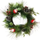 60 cm Artificial Snowman Pine Cone Christmas Wreath thumbnail 1