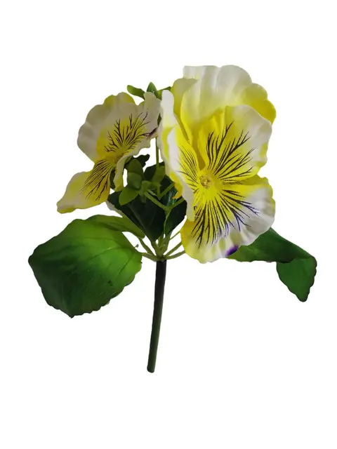 Silk 20*13*5CM Pansy - White/Yellow - Wholesale Artificial Flowers | EBZ2326222#03A