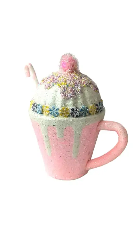 Pink Christmas Cupcake Mug Decor