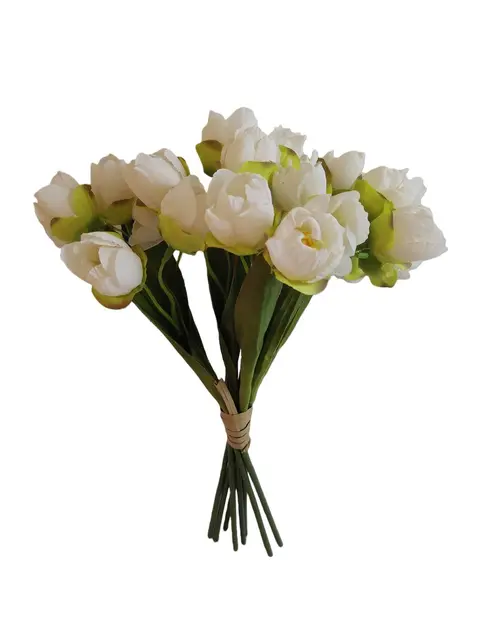 Silk 33*20*10CM Holding tulips in hand - White - Wholesale Artificial Flowers | EB0326003#1